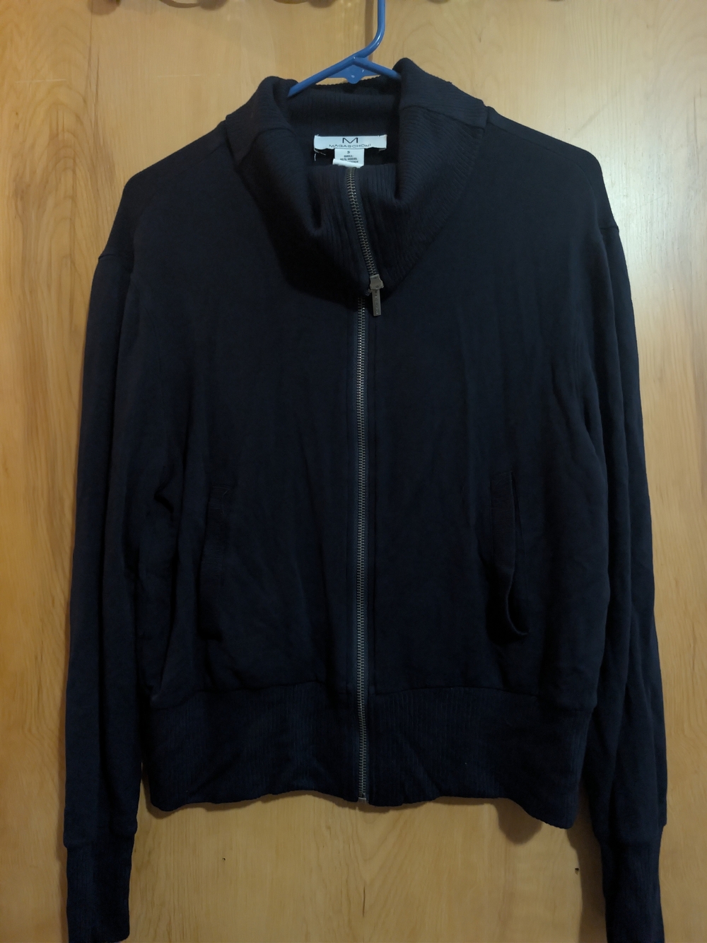 Magaschoni Luxury Black Zip-Up Knit Jacket Sweater, Size S